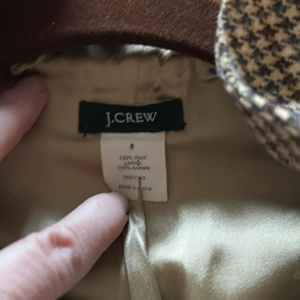Jcrew rare brown houndstooth wool blazer. Size 8. 100%wool. Linings acetate - Picture 5 of 9